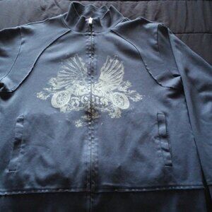 French Connection UK Style Men's Graphic Full Zip Fleece Sweatshirt Blue